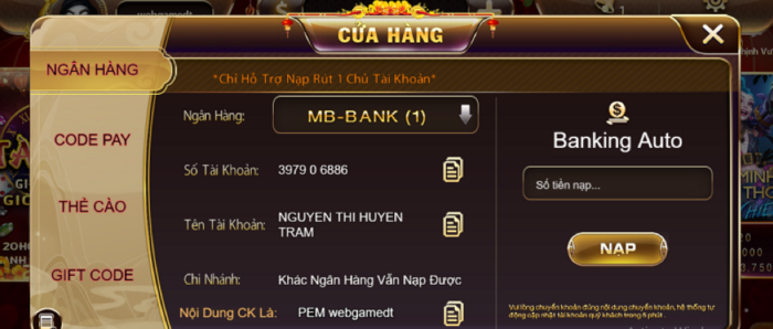 Giao dịch tại cổng game