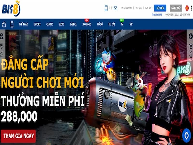 Giao diện tại nhà cái BK8 đẹp mặt, hài hòa